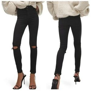 TOPSHOP Jamie Black Distressed Denim Jegging